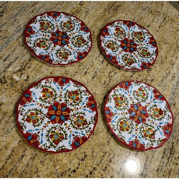 Le Cadeaux Dining Le Cadeaux Allegra Red Appetizer Plate 6 Set Of 4
